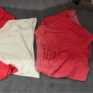 American Eagle Outfitters Coral and Cream Sleepwear Set